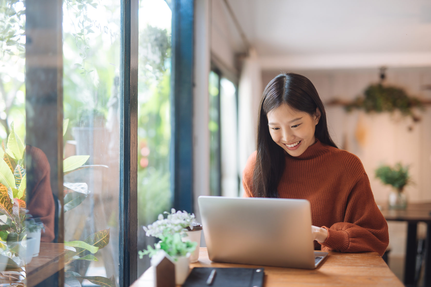 Woman using computer